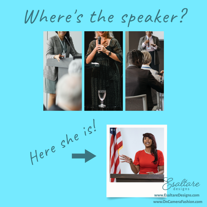 Why is the event speaker hiding in the drapes?